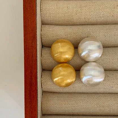 Luxurious Simple Brushed Frosted Metal Semicircle Earrings