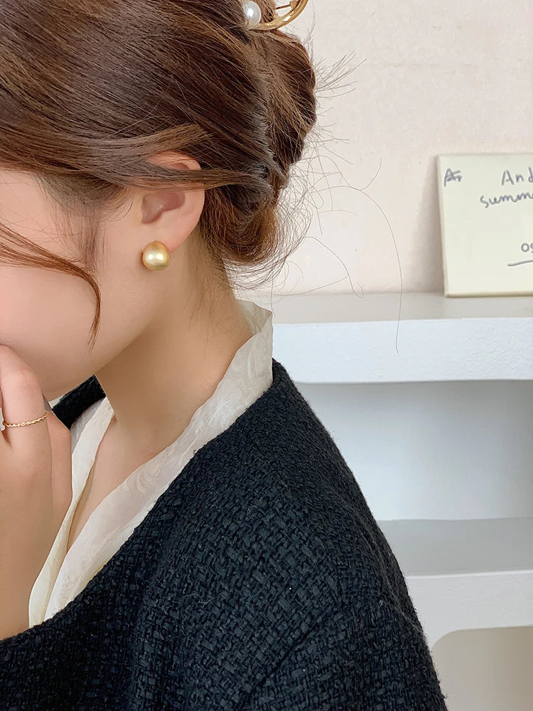 European & American Minimalist Matte Brushed Metal Drop Earrings