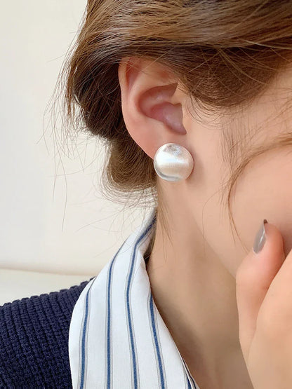 Luxurious Simple Brushed Frosted Metal Semicircle Earrings