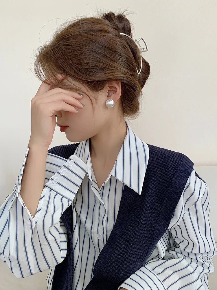 Luxurious Simple Brushed Frosted Metal Semicircle Earrings