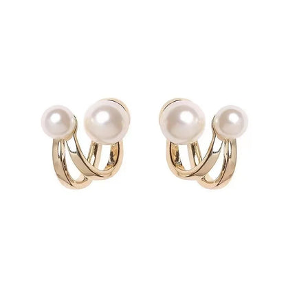 Retro Luxury Pearl Stud Earrings