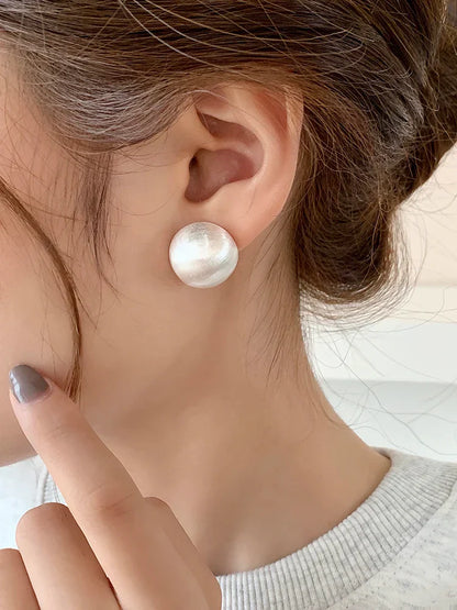 Luxurious Simple Brushed Frosted Metal Semicircle Earrings