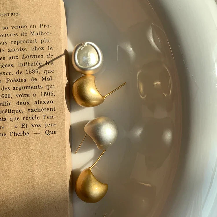 European & American Minimalist Matte Brushed Metal Drop Earrings