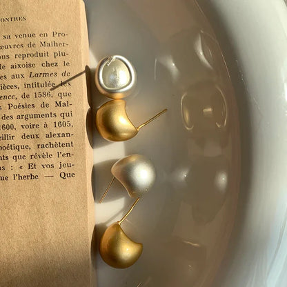 European & American Minimalist Matte Brushed Metal Drop Earrings