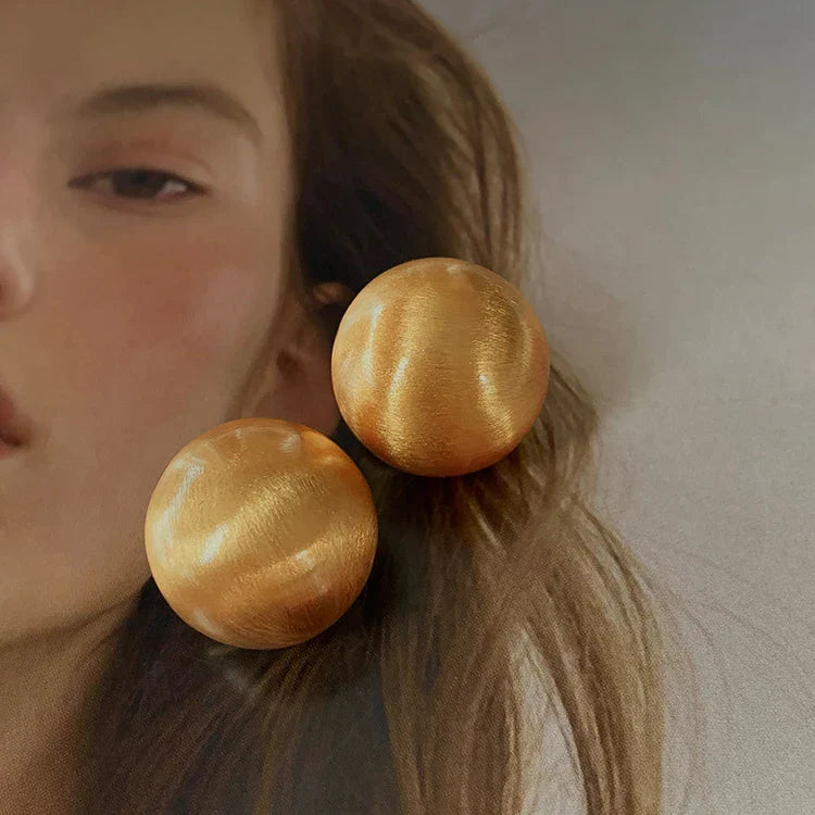 Luxurious Simple Brushed Frosted Metal Semicircle Earrings