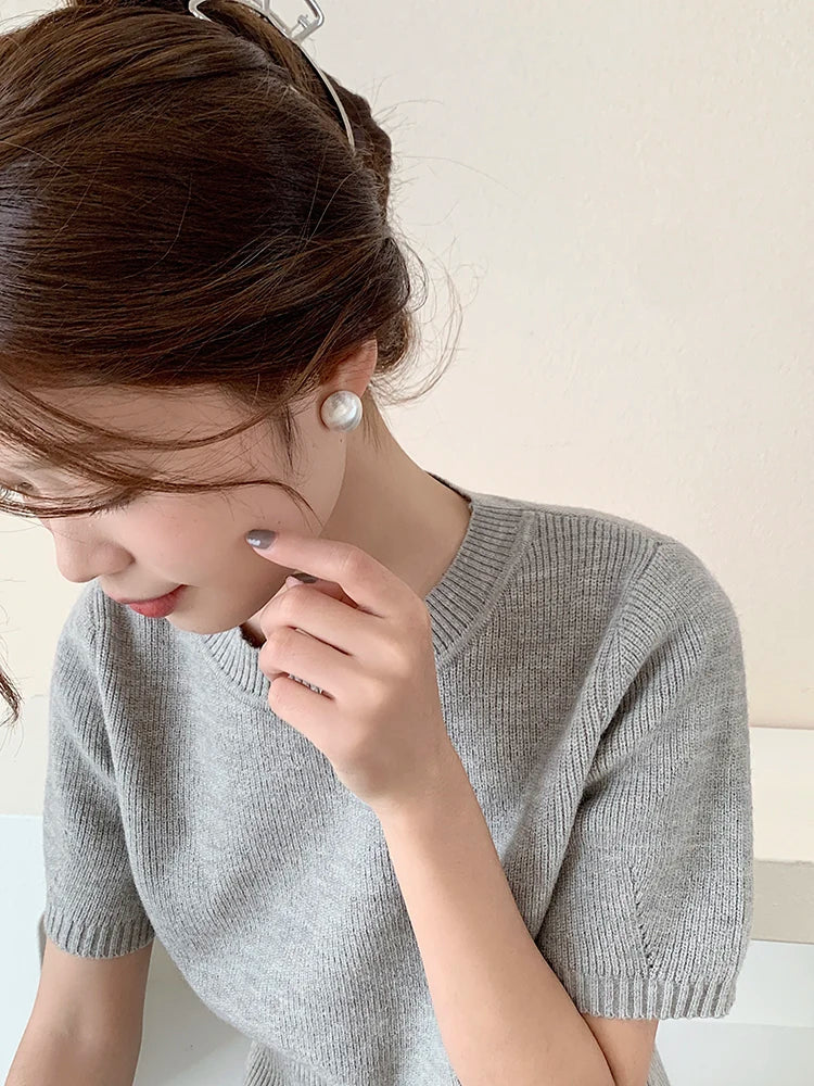 Luxurious Simple Brushed Frosted Metal Semicircle Earrings