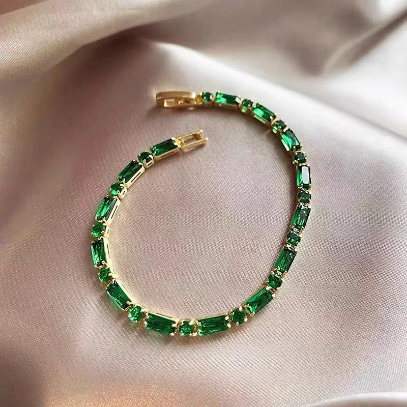 French Luxury Green Zircon Bracelet