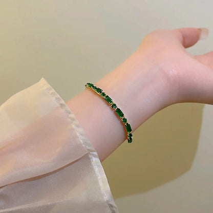 French Luxury Green Zircon Bracelet