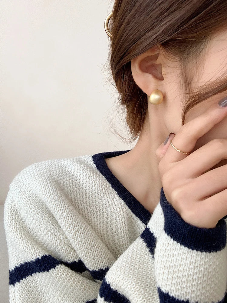 European & American Minimalist Matte Brushed Metal Drop Earrings