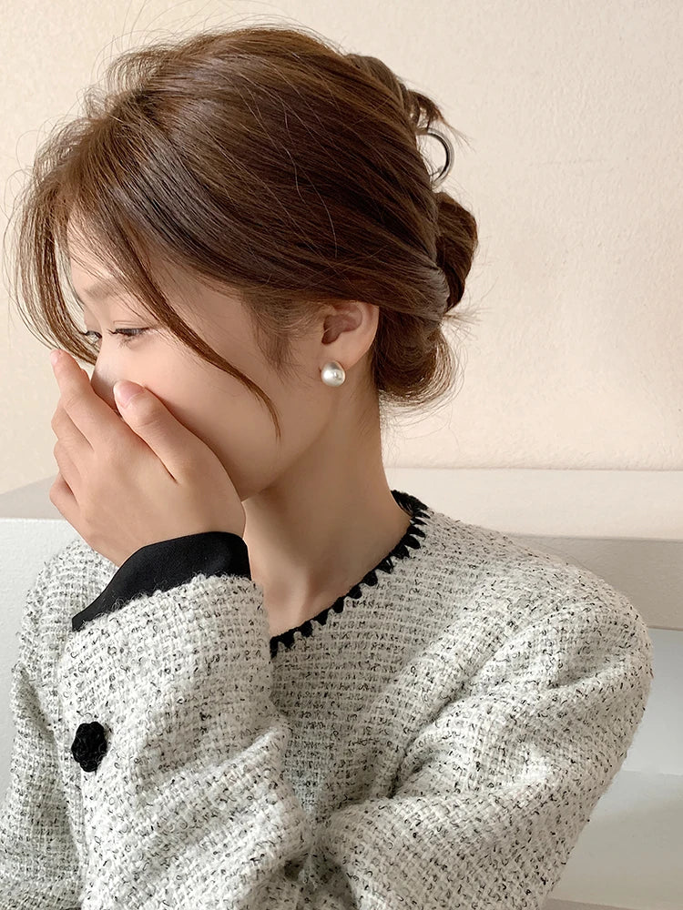 European & American Minimalist Matte Brushed Metal Drop Earrings