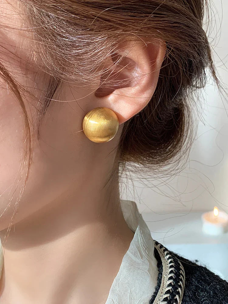 Luxurious Simple Brushed Frosted Metal Semicircle Earrings