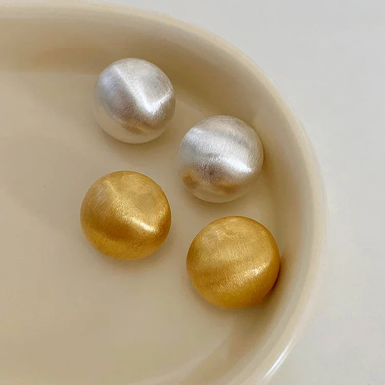 Luxurious Simple Brushed Frosted Metal Semicircle Earrings