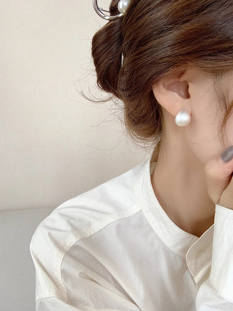 European & American Minimalist Matte Brushed Metal Drop Earrings