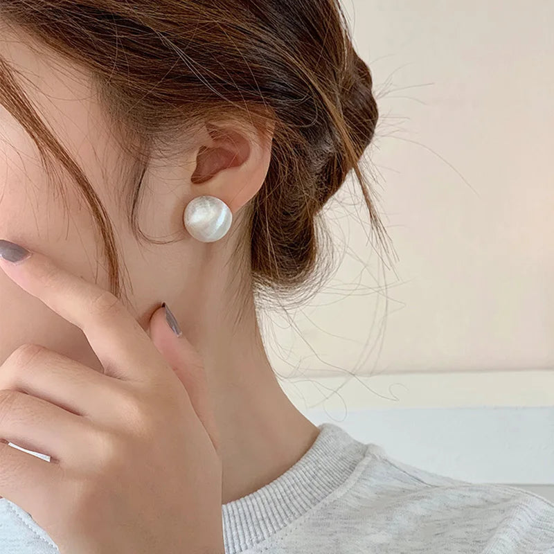 Luxurious Simple Brushed Frosted Metal Semicircle Earrings