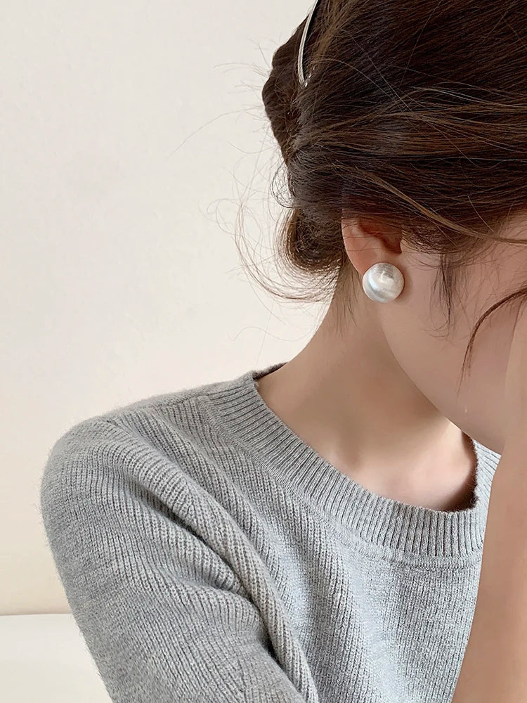 Luxurious Simple Brushed Frosted Metal Semicircle Earrings