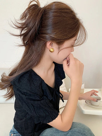 Luxurious Simple Brushed Frosted Metal Semicircle Earrings