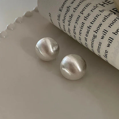 Luxurious Simple Brushed Frosted Metal Semicircle Earrings