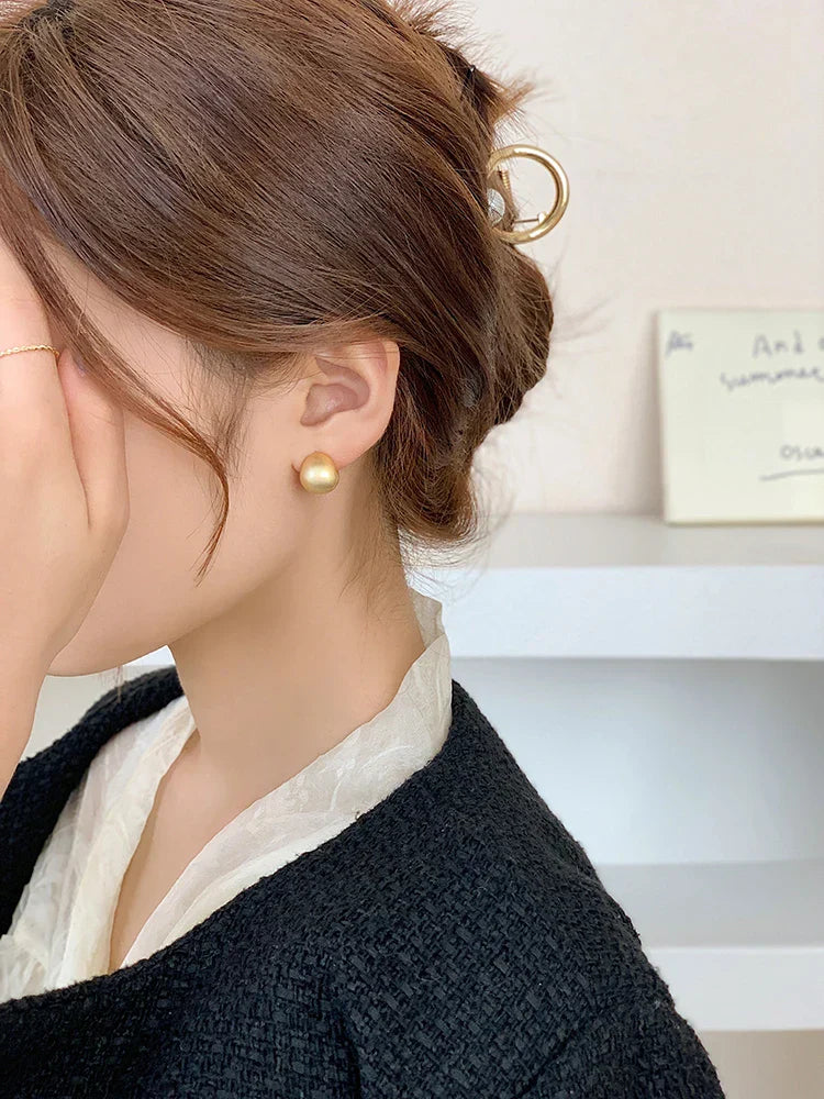 European & American Minimalist Matte Brushed Metal Drop Earrings