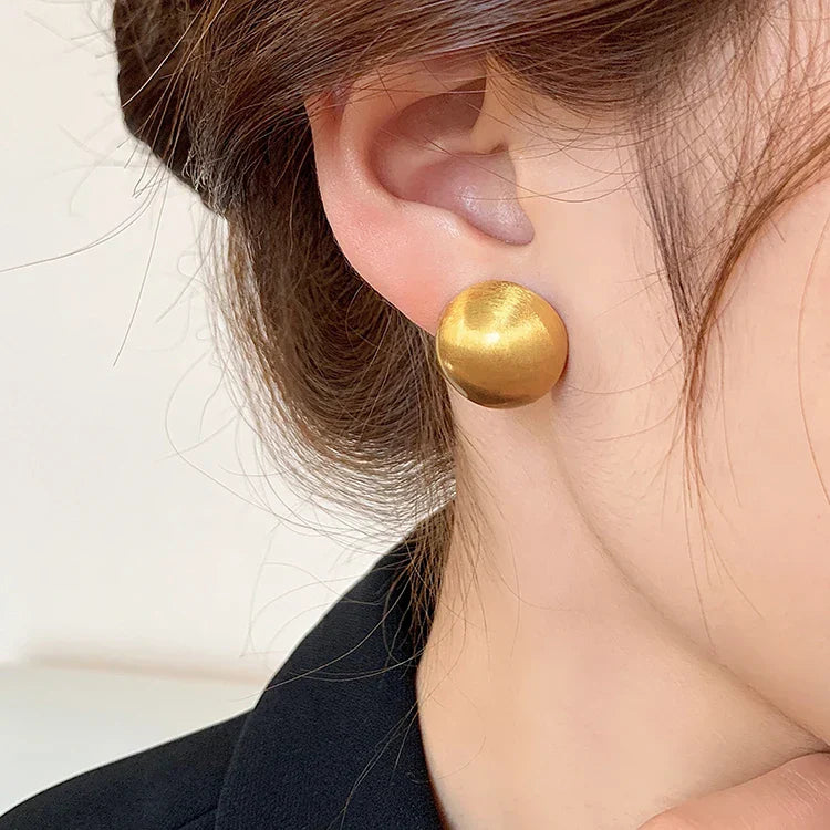 Luxurious Simple Brushed Frosted Metal Semicircle Earrings