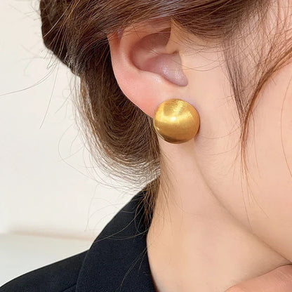 Luxurious Simple Brushed Frosted Metal Semicircle Earrings