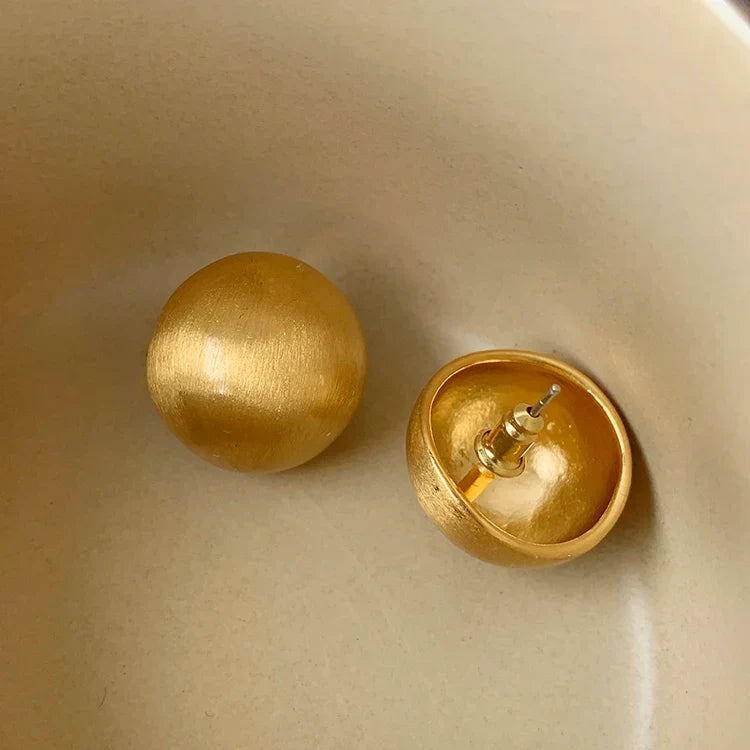 Luxurious Simple Brushed Frosted Metal Semicircle Earrings