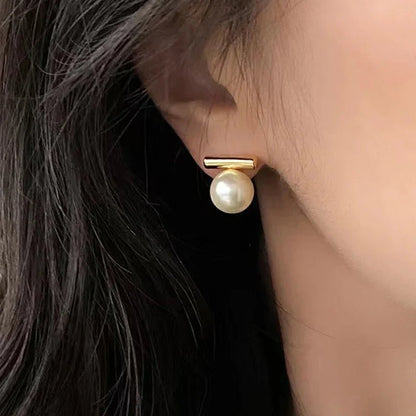 French Minimalist Grey Imitation Pearl Pendant Earrings - DROVA