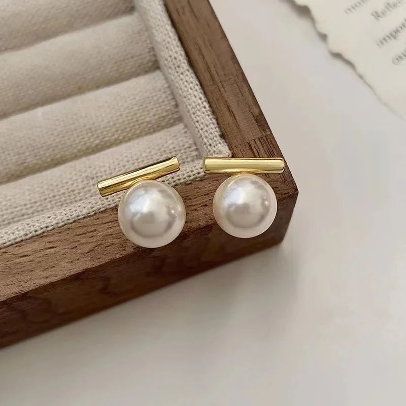 French Minimalist Grey Imitation Pearl Pendant Earrings - DROVA