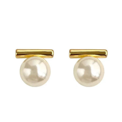 French Minimalist Grey Imitation Pearl Pendant Earrings - DROVA