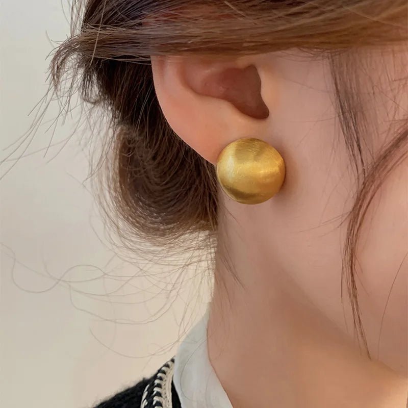 Luxurious Simple Brushed Frosted Metal Semicircle Earrings - DROVA