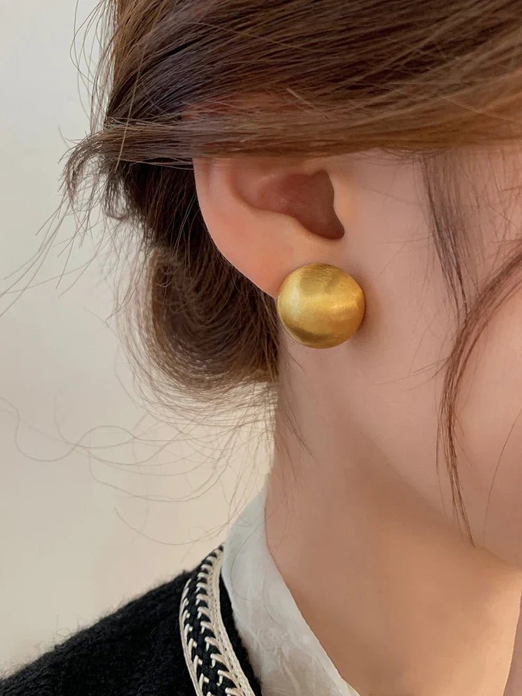 Luxurious Simple Brushed Frosted Metal Semicircle Earrings - DROVA