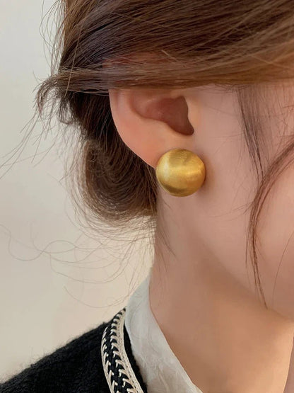 Luxurious Simple Brushed Frosted Metal Semicircle Earrings - DROVA