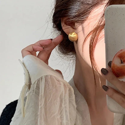Luxurious Simple Brushed Frosted Metal Semicircle Earrings - DROVA
