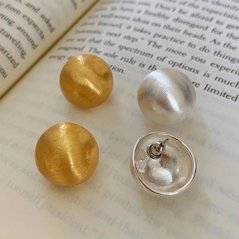 Luxurious Simple Brushed Frosted Metal Semicircle Earrings - DROVA