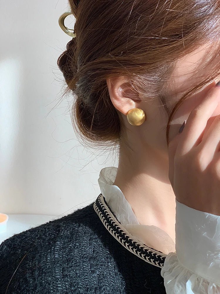 Luxurious Simple Brushed Frosted Metal Semicircle Earrings - DROVA