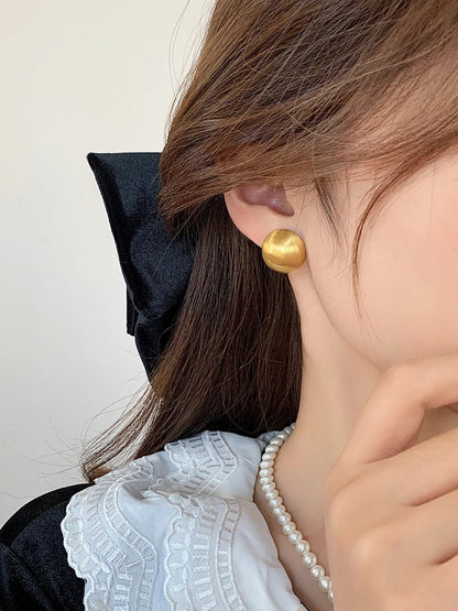 Luxurious Simple Brushed Frosted Metal Semicircle Earrings - DROVA