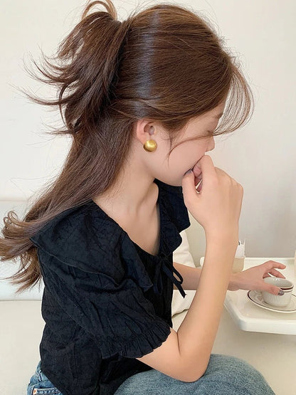 Luxurious Simple Brushed Frosted Metal Semicircle Earrings - DROVA