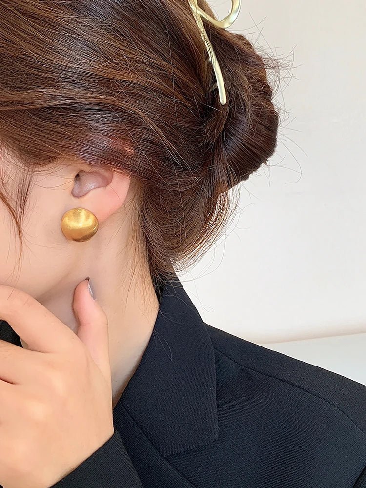 Luxurious Simple Brushed Frosted Metal Semicircle Earrings - DROVA