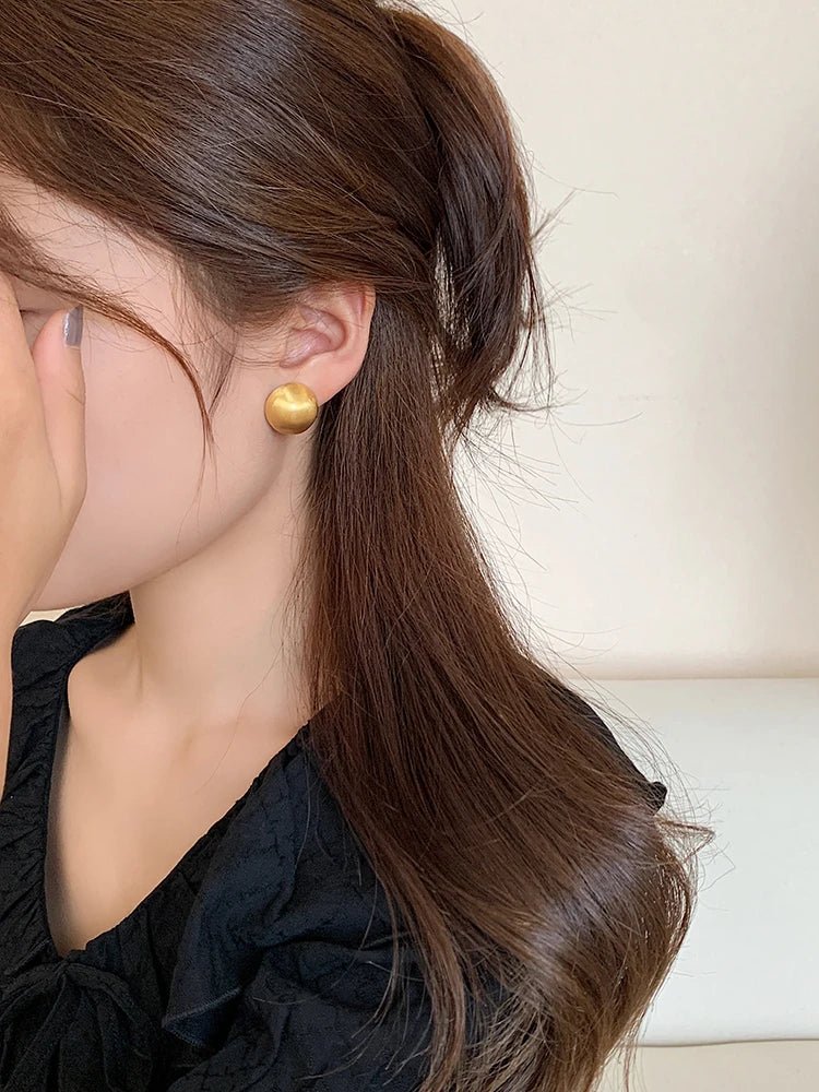 Luxurious Simple Brushed Frosted Metal Semicircle Earrings - DROVA