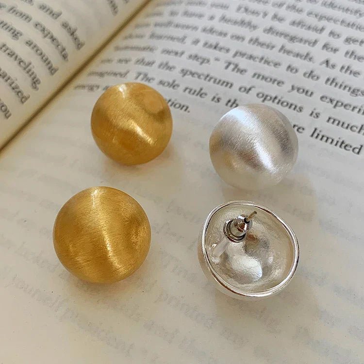 Luxurious Simple Brushed Frosted Metal Semicircle Earrings - DROVA
