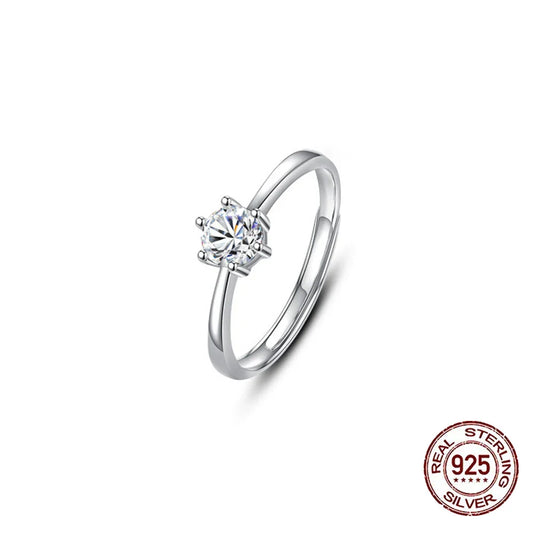 925 Sterling Silver Adjustable Promise Ring with Cubic Zircon